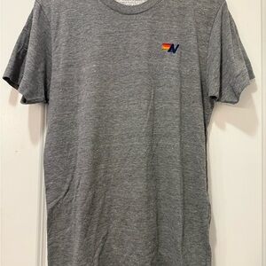 Aviator Nation Men's Grey Crewneck T-Shirt with Rainbow Logo Size M